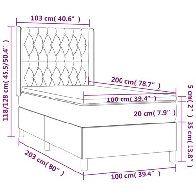 vidaXL Boxspring met matras stof zwart 100x200 cm