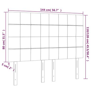 vidaXL Hoofdbord LED 144x5x118/128 cm stof donkerbruin