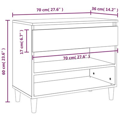 vidaXL Schoenenkast 70x36x60 cm bewerkt hout sonoma eikenkleurig