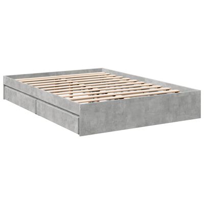 vidaXL Bedframe met lades bewerkt hout betongrijs 120x190 cm