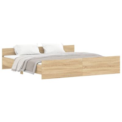 vidaXL Bedframe met hoofd- en voeteneinde sonoma eikenkleur 180x200 cm