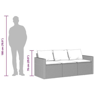 vidaXL 2-delige Tuinset met kussens poly rattan lichtgrijs