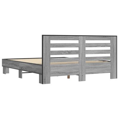 vidaXL Bedframe bewerkt hout metaal grijs sonoma eiken 160x200 cm