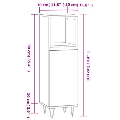 vidaXL Badkamerkast 30x30x100 cm bewerkt hout sonoma eikenkleurig