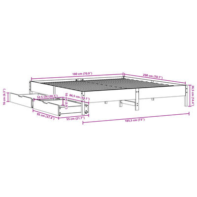 vidaXL Bedframe zonder matras massief grenenhout wit 180x200 cm