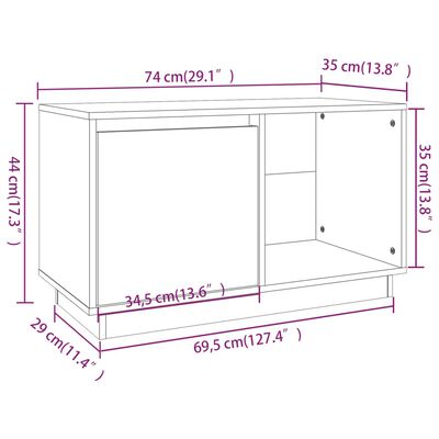 vidaXL Tv-meubel 74x35x44 cm massief grenenhout