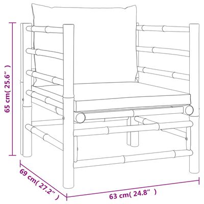 vidaXL 7-delige Loungeset met lichtgrijze kussens bamboe