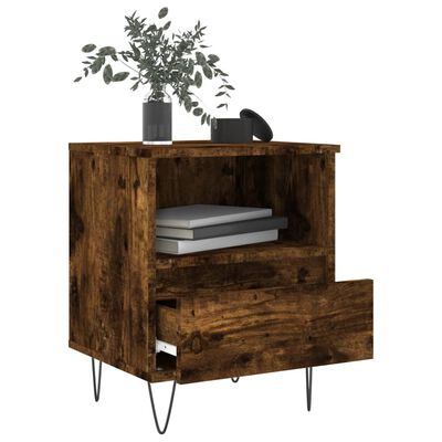 vidaXL Nachtkastjes 2 st 40x35x50 cm bewerkt hout gerookt eikenkleurig