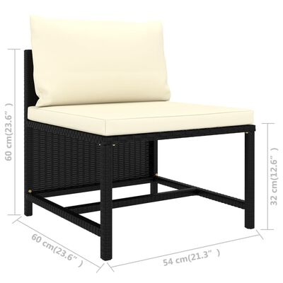 vidaXL 8-delige Loungeset met kussens poly rattan zwart