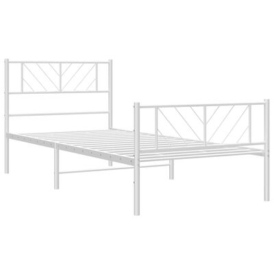 vidaXL Bedframe met hoofd- en voeteneinde metaal wit 100x200 cm