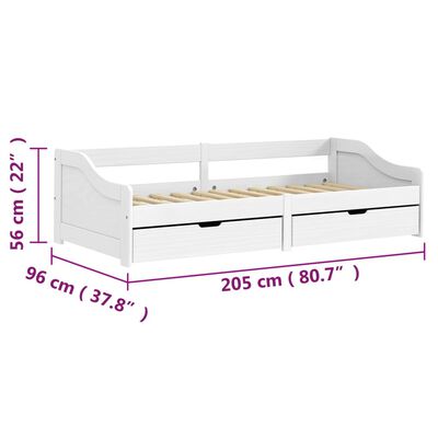 vidaXL Slaapbank met 2 lades IRUN 90x200 cm massief grenenhout wit