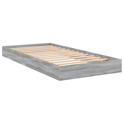 vidaXL Bedframe bewerkt hout grijs sonoma eikenkleurig 75x190 cm