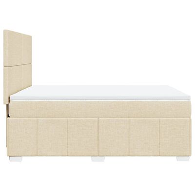 vidaXL Boxspring met matras stof crèmekleurig 160x200 cm