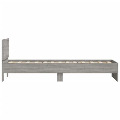 vidaXL Bedframe met hoofdbord en LED grijs sonoma eikenkleur 90x190 cm