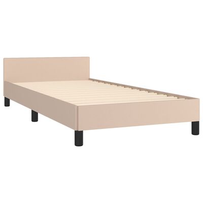 vidaXL Bedframe met hoofdbord kunstleer cappuccinokleurig 90x200 cm