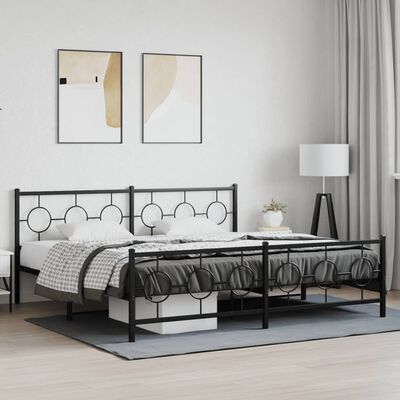 vidaXL Bedframe met hoofd- en voeteneinde metaal zwart 193x203 cm