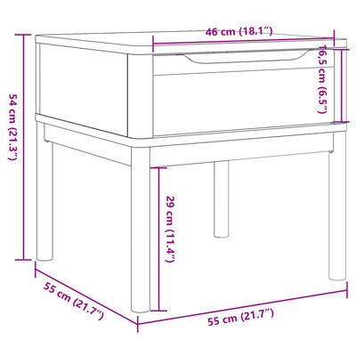 vidaXL Lamptafel FLORO 55x55x54 cm massief grenenhout grijs