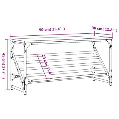 vidaXL Schoenenrek 90x30x45 cm bewerkt hout grijs sonoma eikenkleurig