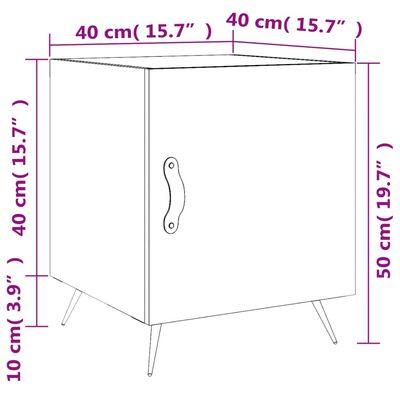 vidaXL Nachtkastjes 2 st 40x40x50 cm bewerkt hout sonoma eikenkleurig