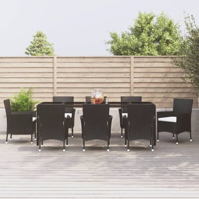 vidaXL 9-delige Tuinset poly rattan zwart