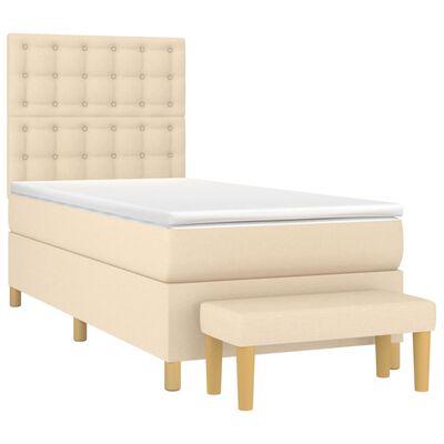 vidaXL Boxspring met matras stof crèmekleurig 90x190 cm