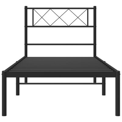 vidaXL Bedframe met hoofdbord metaal zwart 100x190 cm