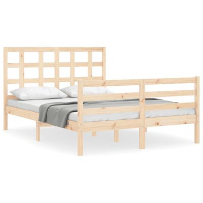 vidaXL Bedframe met hoofdbord massief hout 140x200 cm