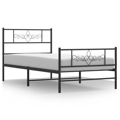 vidaXL Bedframe met hoofd- en voeteneinde metaal zwart 100x190 cm