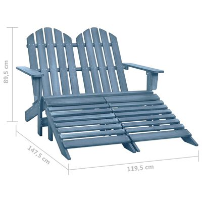 vidaXL Tuinstoel 2-zits Adirondack met voetenbank vurenhout blauw