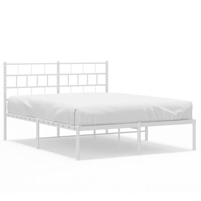 vidaXL Bedframe met hoofdbord metaal wit 140x190 cm