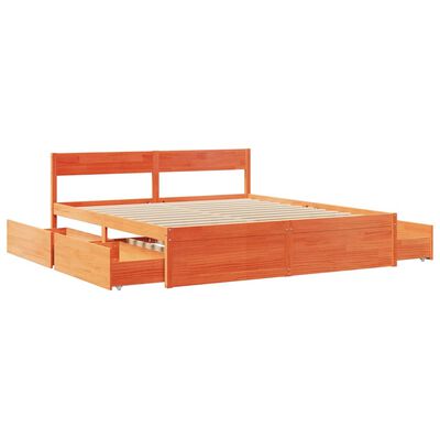 vidaXL Bedframe zonder matras massief grenenhout wasbruin 200x200 cm