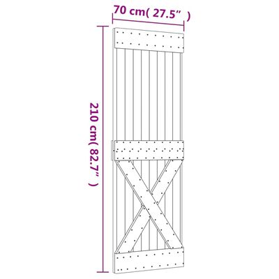 vidaXL Schuifdeur met beslag 70x210 cm massief grenenhout