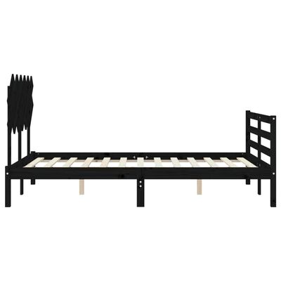 vidaXL Bedframe met hoofdbord massief hout zwart 120x200 cm