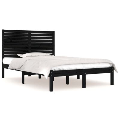 vidaXL Bedframe massief hout zwart 140x190 cm