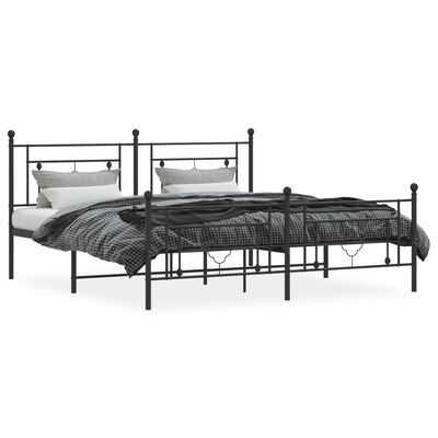 vidaXL Bedframe met voetbord zonder matras metaal zwart 180x200 cm