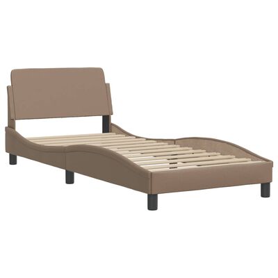 vidaXL Bedframe met hoofdbord kunstleer cappucinnokleurig 80x200 cm