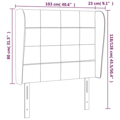 vidaXL Hoofdbord met randen 103x23x118/128 cm fluweel zwart