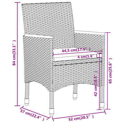 vidaXL 3-delige Tuinset poly rattan grijs