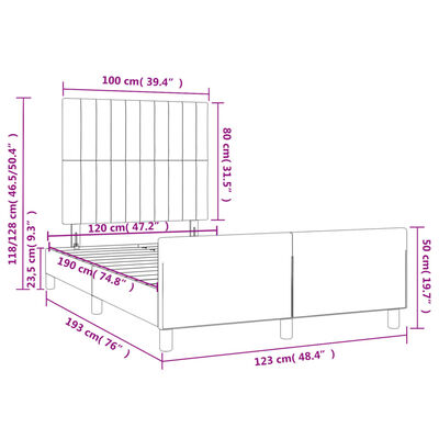 vidaXL Bedframe met hoofdbord fluweel donkergroen 120x190 cm