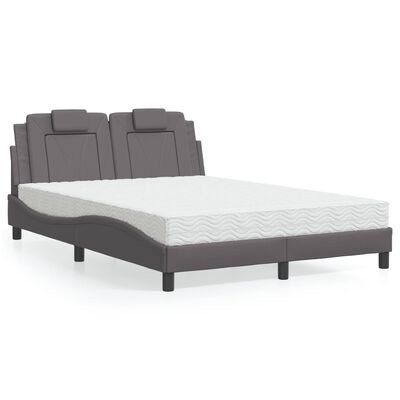 vidaXL Bed met matras kunstleer grijs 120x200 cm