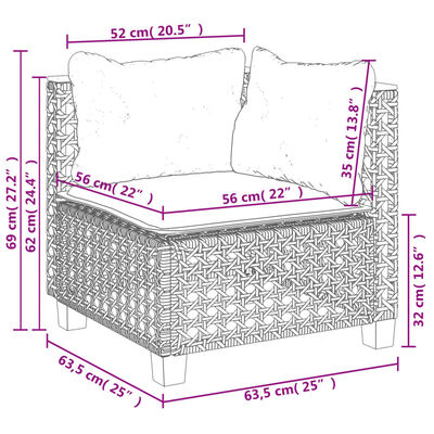 vidaXL 6-delige Loungeset met kussens poly rattan zwart