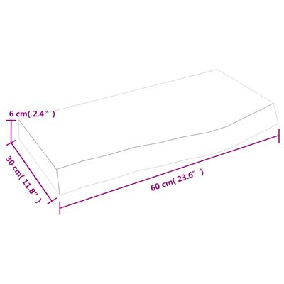 vidaXL Wastafelblad 60x30x(2-6) cm onbehandeld massief hout