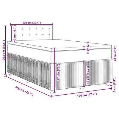 vidaXL Boxspring met matras stof zwart 120x200 cm