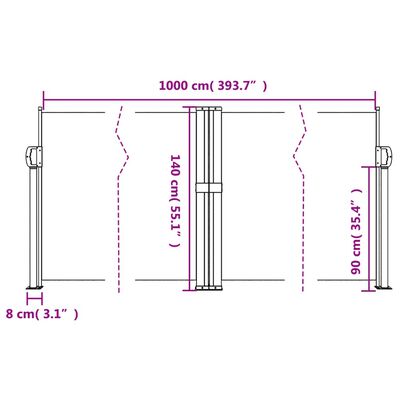 vidaXL Windscherm uittrekbaar 140x1000 cm zwart