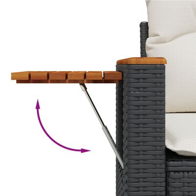 vidaXL 6-delige Loungeset met kussens poly rattan zwart