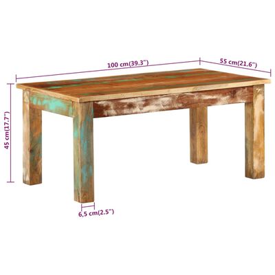 vidaXL Salontafel 100x55x45 cm massief gerecycled hout