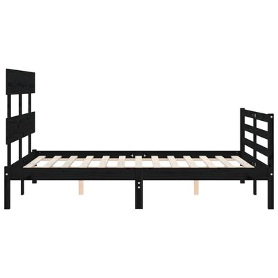 vidaXL Bedframe met hoofdbord massief hout zwart 120x200 cm