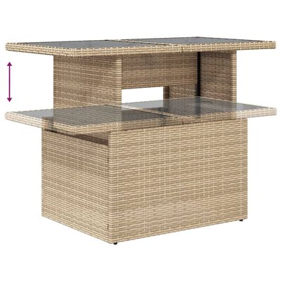 vidaXL 6-delige Loungeset met kussens poly rattan beige