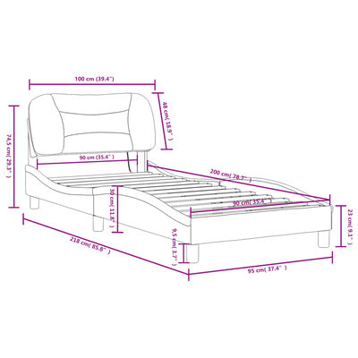 vidaXL Bedframe met LED-verlichting kunstleer zwart 90x200 cm