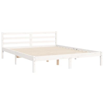 vidaXL Bedframe met hoofdbord massief hout wit